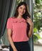 Front Frilled Sleeve Detailed Pink Top